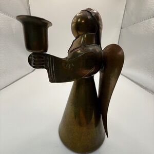Vintage Brass Angel Candle Holder Figurine Hong Kong‎ Religious Decor MCM